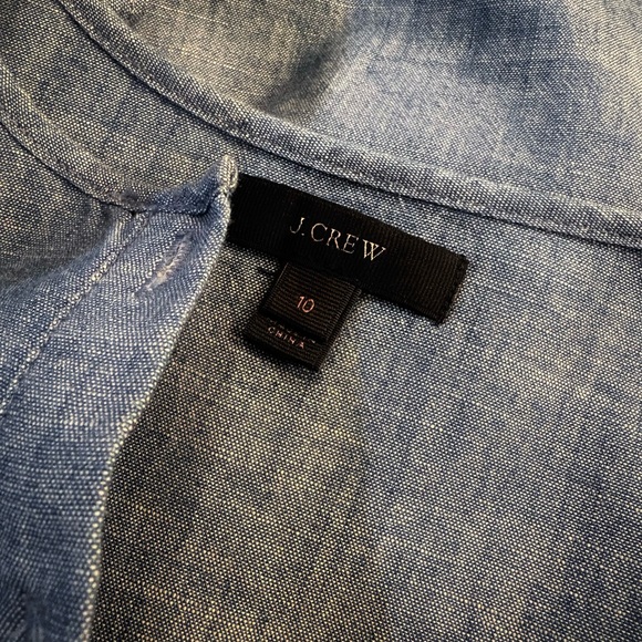 J. Crew Chambray Ruffled Front Cottage Blouse w/ Button Accent Cotton Size 10 - Picture 3 of 7